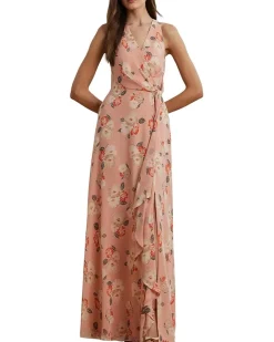 Lauren Ralph Lauren Floral Ruffle-Trim Georgette Gown Women's