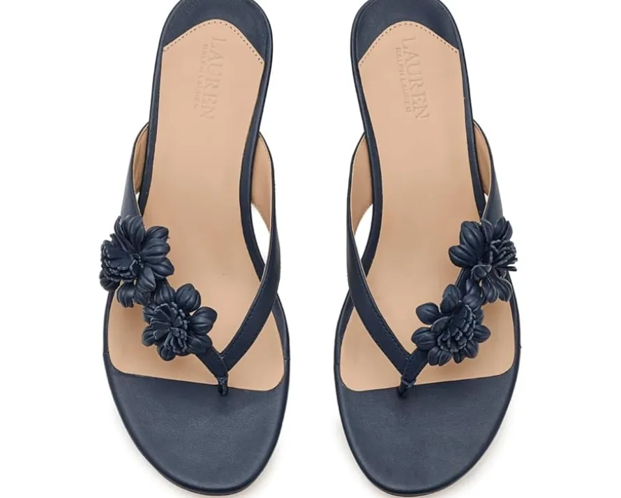 Lauren Ralph Lauren Francesca Floral-Trim Nappa Sandals Women's