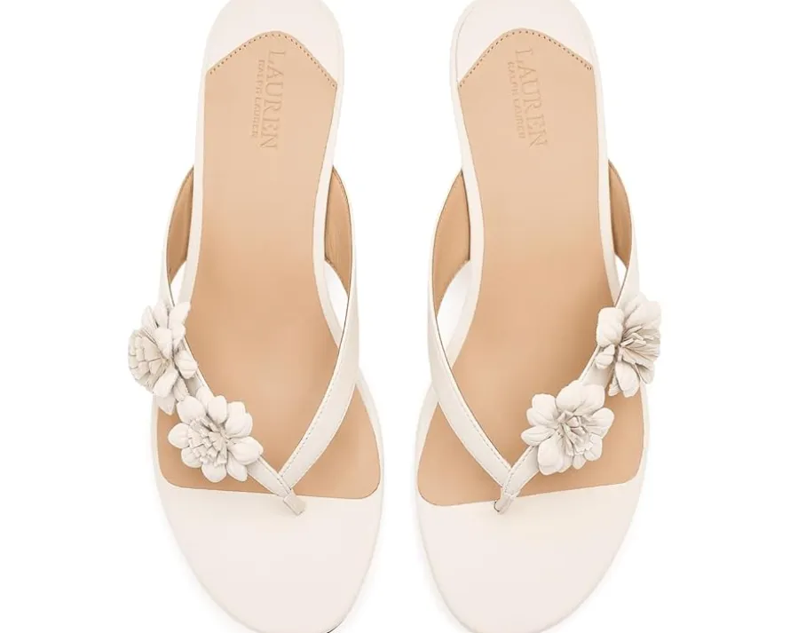 Lauren Ralph Lauren Francesca Floral-Trim Nappa Sandals Women's