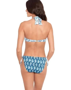 Lauren Ralph Lauren Indigo Print Mix Tie Front Halter Bra Women's