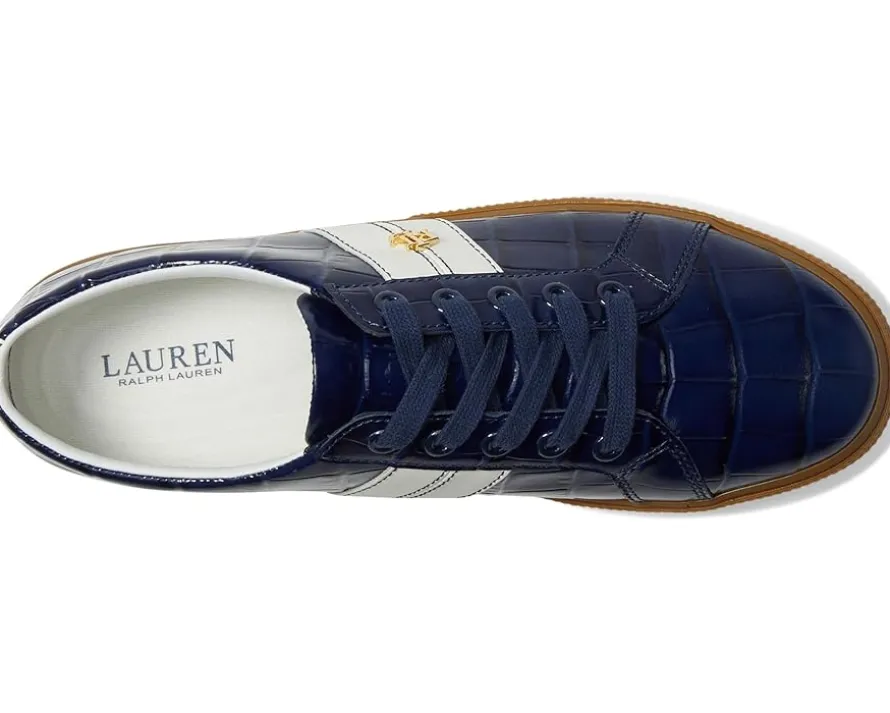 Lauren Ralph Lauren Janson II Croc-Embossed Leather Sneakers Women's