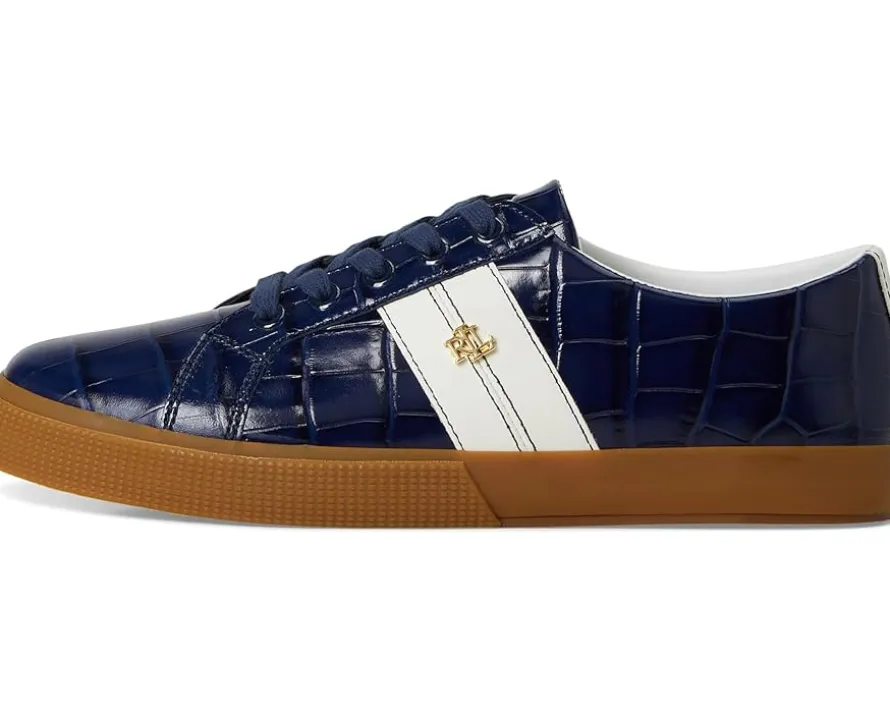 Lauren Ralph Lauren Janson II Croc-Embossed Leather Sneakers Women's