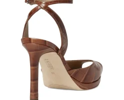 Lauren Ralph Lauren Kyla Crocodile-Embossed Leather Sandals Women's