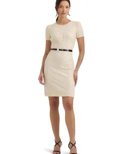 Lauren Ralph Lauren Lace Puff-Sleeve Cocktail Dress Women's