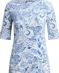 Lauren Ralph Lauren Paisley Stretch Cotton Boatneck Tee Women's