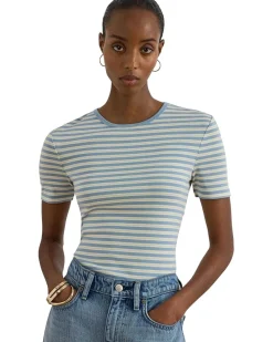 Lauren Ralph Lauren Paisley Stretch Cotton Crewneck Tee Women's