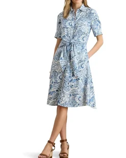 Lauren Ralph Lauren Paisley Tie-Front Linen Shirtdress Women's