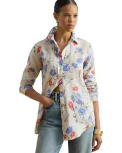 Lauren Ralph Lauren Petite Relaxed Fit Floral Linen Shirt Women's