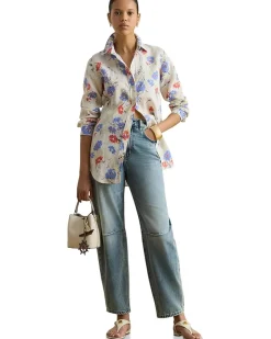 Lauren Ralph Lauren Petite Relaxed Fit Floral Linen Shirt Women's