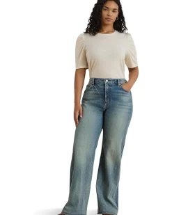 Lauren Ralph Lauren Plus Size Slub Jersey Puff-Sleeve Top Women's