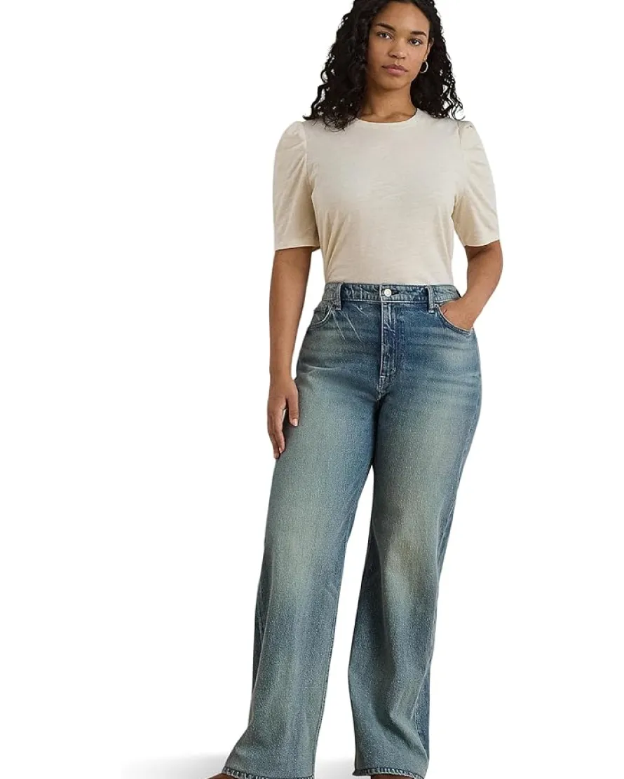 Lauren Ralph Lauren Plus Size Slub Jersey Puff-Sleeve Top Women's