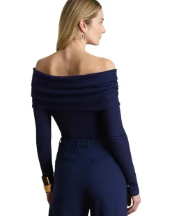 Lauren Ralph Lauren Ribbed Cotton-Blend Off-The-Shoulder Top Women's