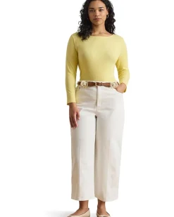 Lauren Ralph Lauren Rib-Knit Cotton-Blend Boatneck Tee Women's