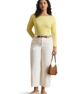 Lauren Ralph Lauren Rib-Knit Cotton-Blend Boatneck Tee Women's