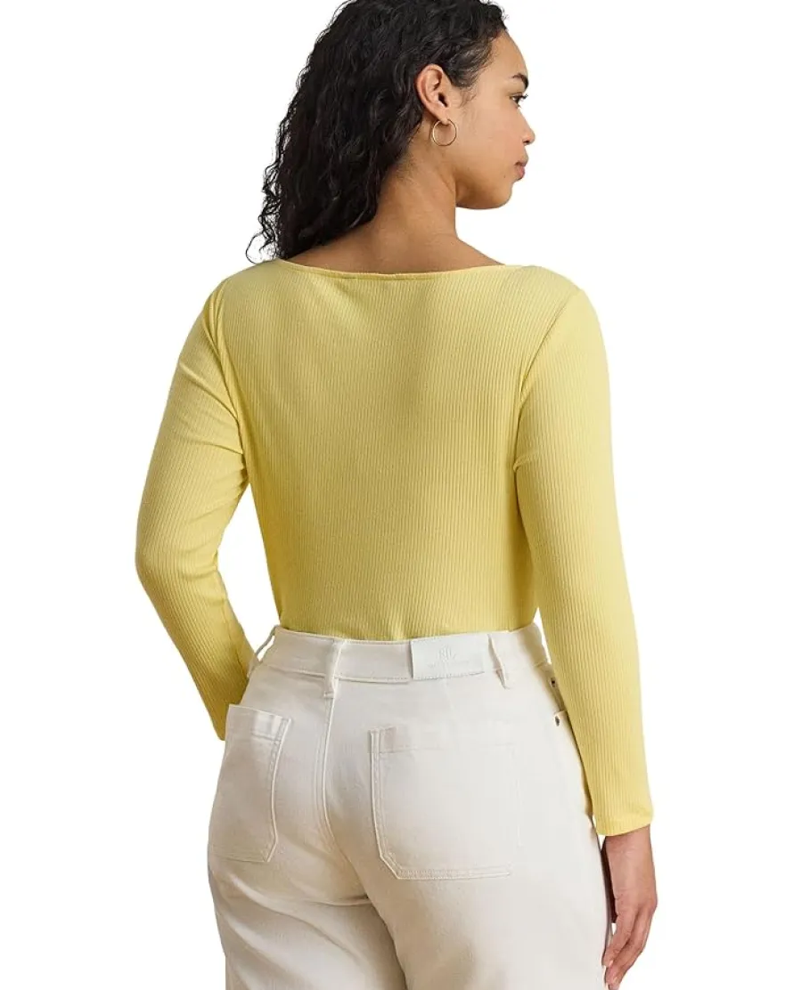 Lauren Ralph Lauren Rib-Knit Cotton-Blend Boatneck Tee Women's