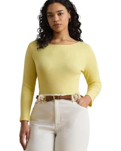Lauren Ralph Lauren Rib-Knit Cotton-Blend Boatneck Tee Women's