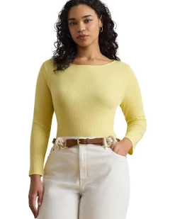 Lauren Ralph Lauren Rib-Knit Cotton-Blend Boatneck Tee Women's