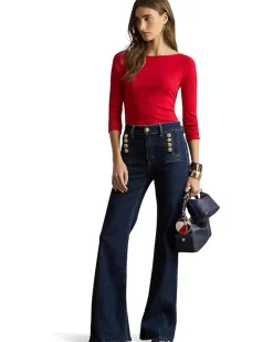 Lauren Ralph Lauren Rib-Knit Cotton-Blend Boatneck Tee Women's