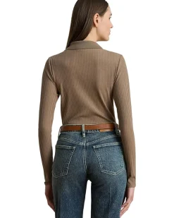 Lauren Ralph Lauren Rib-Knit Long-Sleeve Polo Top Women's