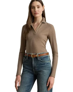 Lauren Ralph Lauren Rib-Knit Long-Sleeve Polo Top Women's