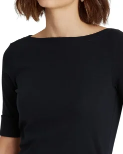 Lauren Ralph Lauren Stretch Cotton Boatneck Top Women's