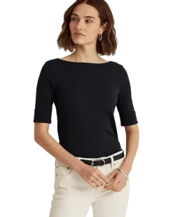 Lauren Ralph Lauren Stretch Cotton Boatneck Top Women's