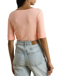 Lauren Ralph Lauren Stretch Cotton Boatneck Top Women's
