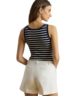 Lauren Ralph Lauren Striped Button-Trim Rib-Knit Tank Top Women's