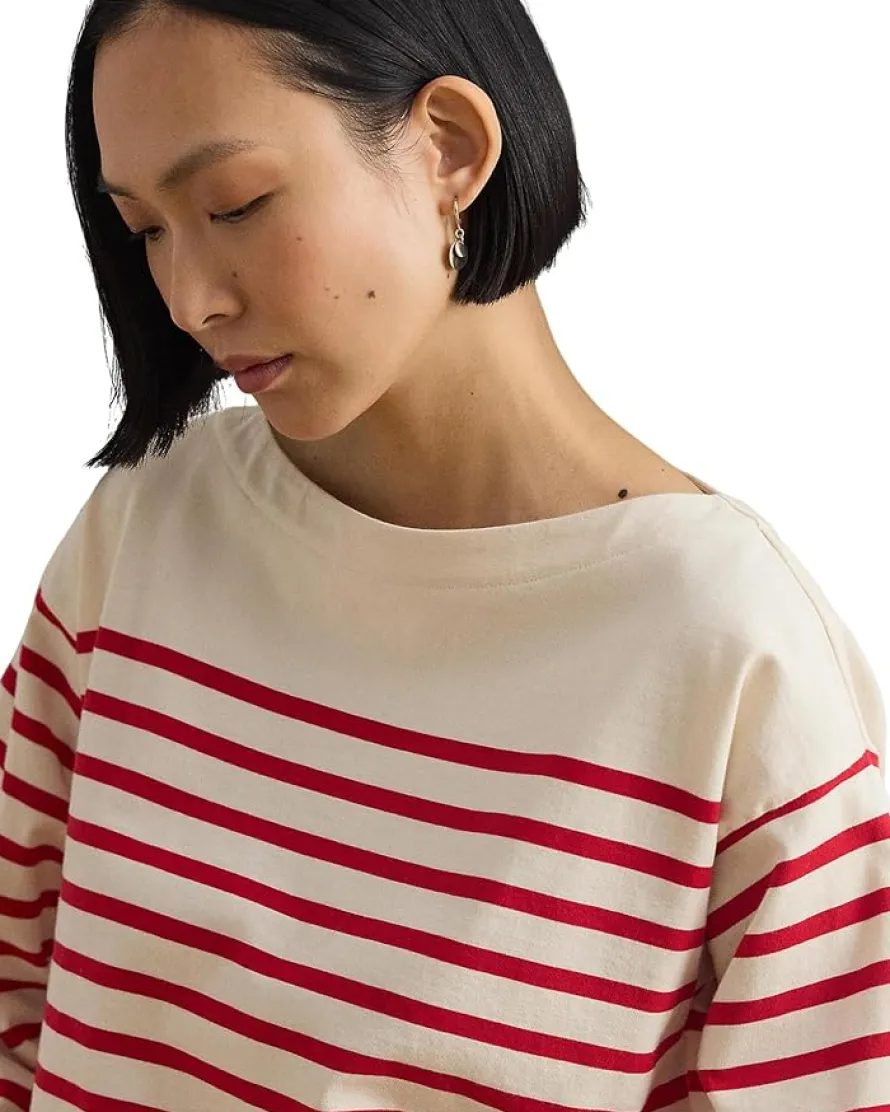 Lauren Ralph Lauren Striped Jersey Boatneck Top Women's
