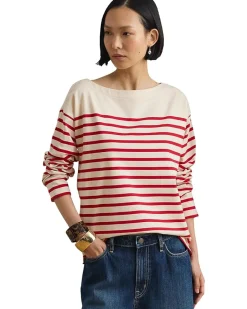 Lauren Ralph Lauren Striped Jersey Boatneck Top Women's
