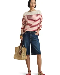 Lauren Ralph Lauren Striped Jersey Boatneck Top Women's