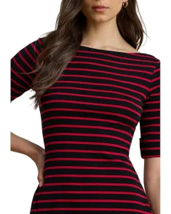 Lauren Ralph Lauren Striped Stretch Cotton Midi Dress Women's