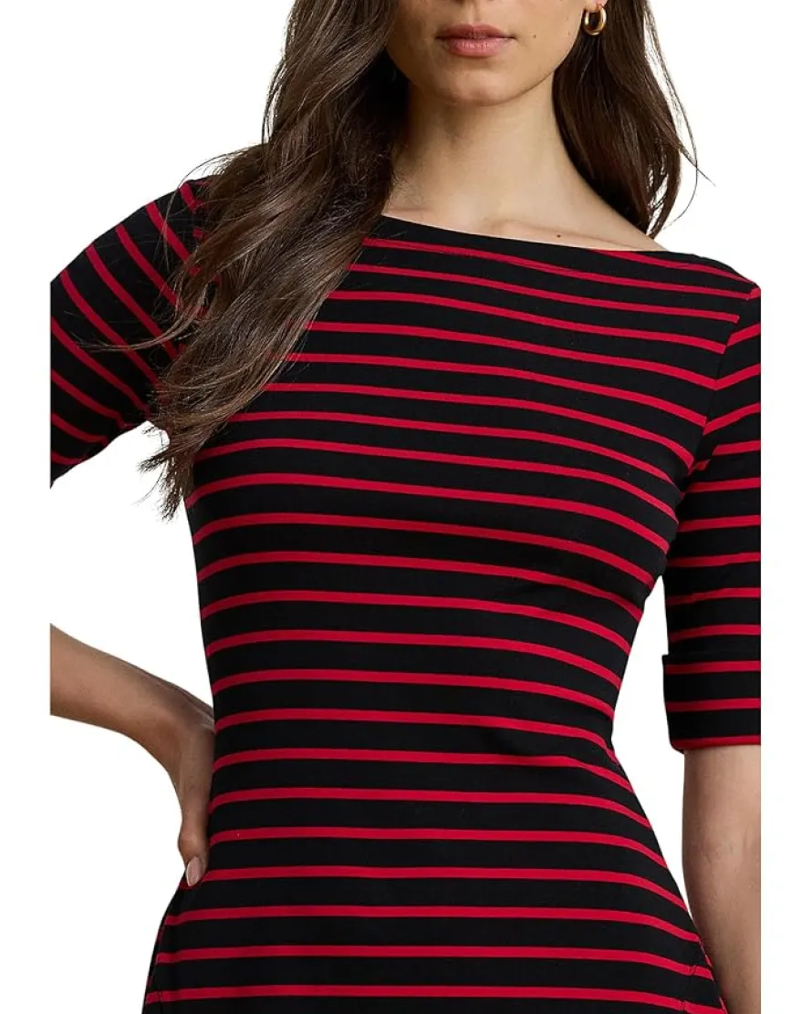 Lauren Ralph Lauren Striped Stretch Cotton Midi Dress Women's
