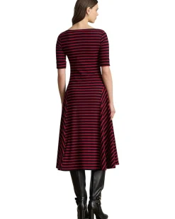 Lauren Ralph Lauren Striped Stretch Cotton Midi Dress Women's