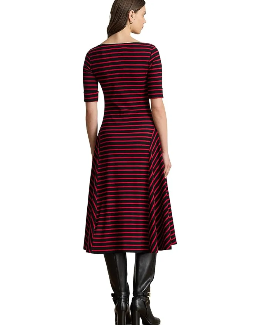 Lauren Ralph Lauren Striped Stretch Cotton Midi Dress Women's