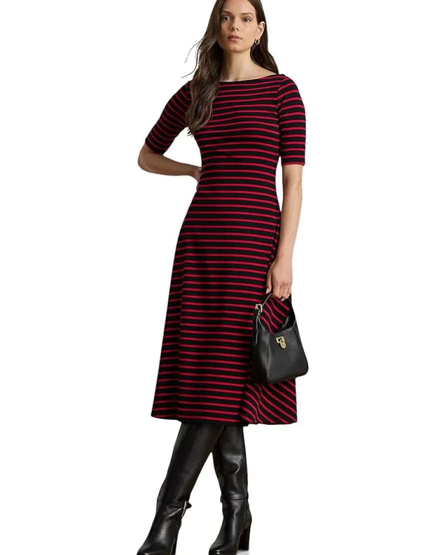 Lauren Ralph Lauren Striped Stretch Cotton Midi Dress Women's