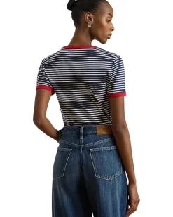Lauren Ralph Lauren Striped Stretch Cotton Tee Women's