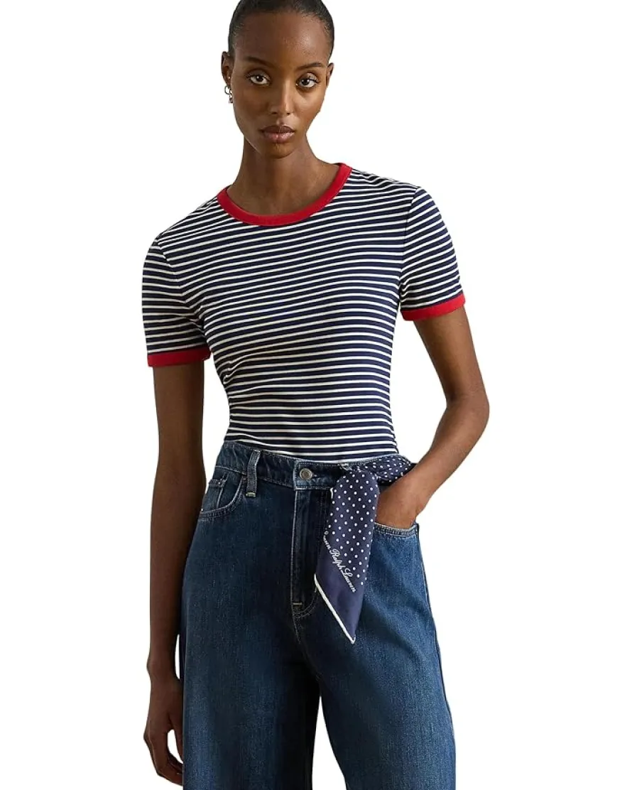 Lauren Ralph Lauren Striped Stretch Cotton Tee Women's