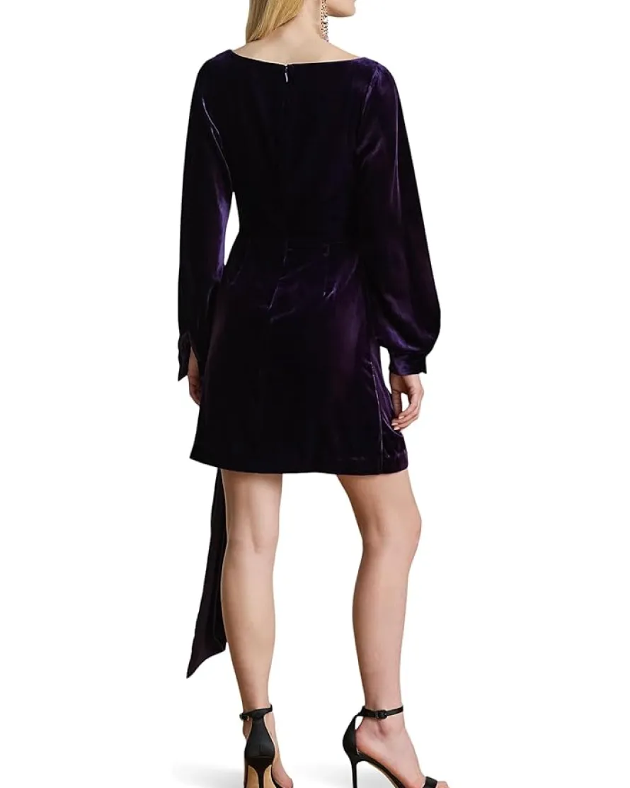 Lauren Ralph Lauren Tie-Front Velvet Cocktail Dress Women's