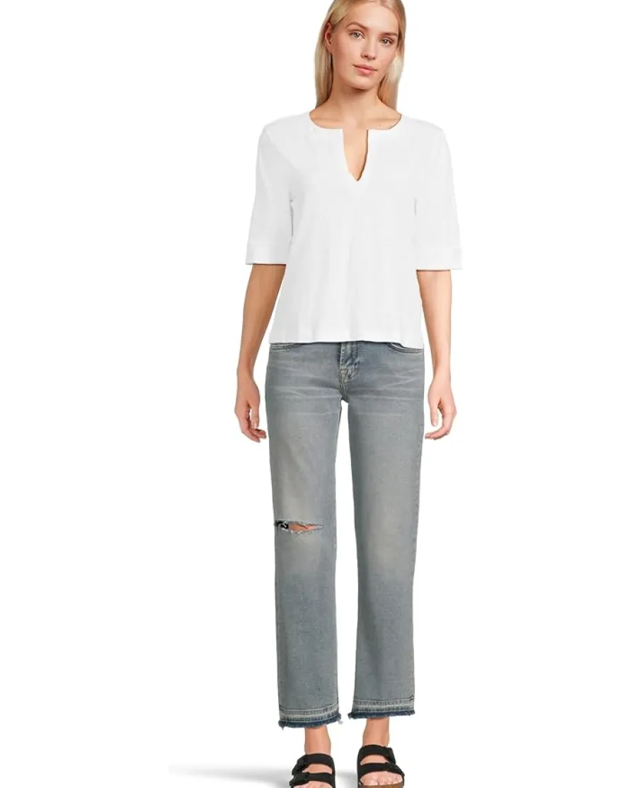 Lilla P Cuffed Sleeve Split Neck Women's