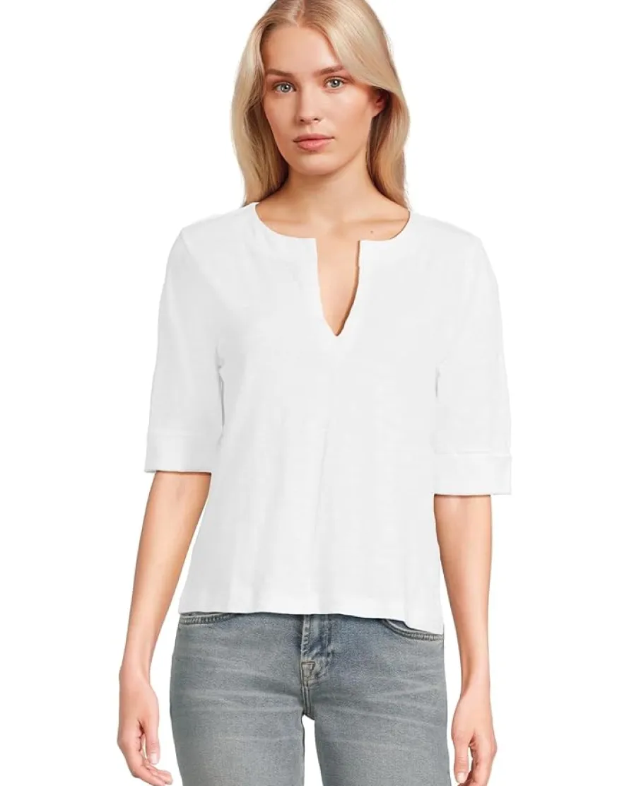 Lilla P Cuffed Sleeve Split Neck Women's