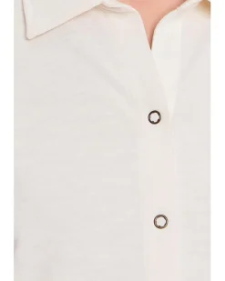 Lilla P Elbow Sleeve Button Down Tee Women's