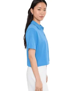 Lilla P Elbow Sleeve Button Down Tee Women's