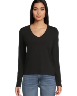Lilla P Long Sleeve Self Trim V-neck Women's