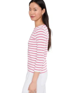 Lilla P Rib Stripe 3/4 Boatneck Women's
