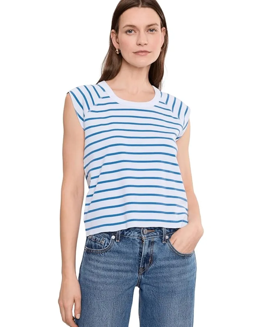 Lilla P Rib Stripe Short Sleeve Scoop Neck Women's