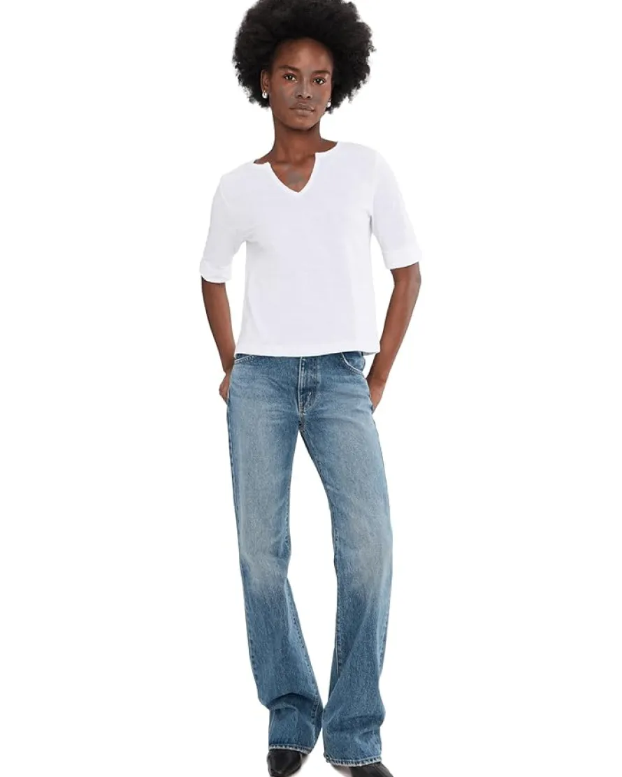 Lilla P Rib Trim Elbow Split Neck Women's