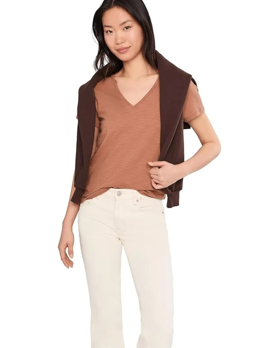 Lilla P Short Sleeve Back Seam V-Neck Women's