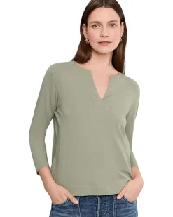 Lilla P Side Slit Split Neck Top Women's