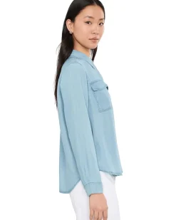 Liverpool Los Angeles Denim Long Sleeve Shirt with Pockets Women's